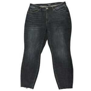 Judy Blue High Rise Dark Wash Skinny Jeans with Frayed Hem 20 W